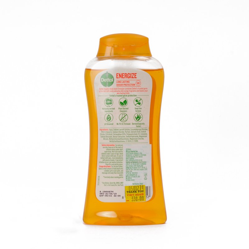 Dettol Body Wash and Shower Gel, Energize Satsuma & Orange 250ml